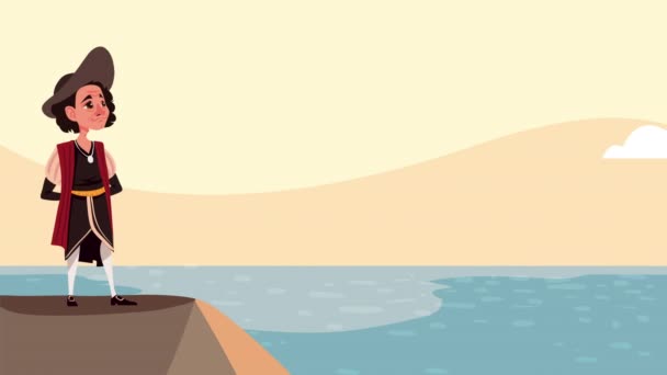 Christopher Columbus Caravel Animation Video Animated — Wideo stockowe