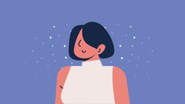 young woman profile character animation ,4k video animated
