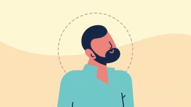 young bearded man character animation ,4k video animated