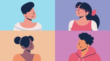 group of persons characters animation ,4k video animated