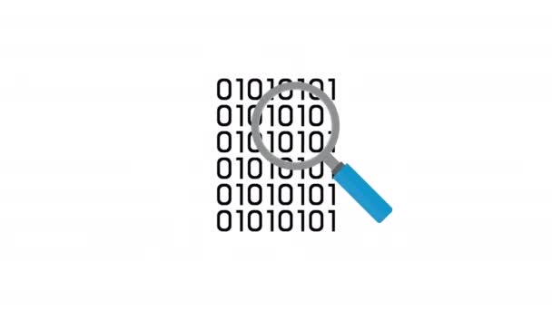 Magnifying Glass Search Binary Code Video Animated — Vídeo de Stock