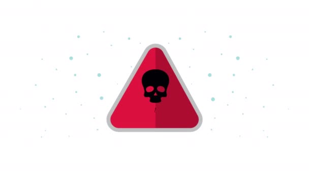 Skull Bones Triangle Signal Video Animated — 图库视频影像