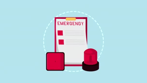 City Emergency Service Red Light Animation Video Animated — Stock video