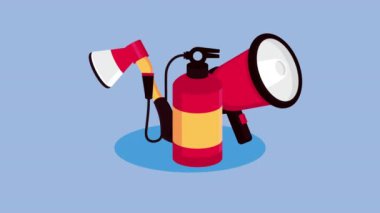 city emergency service with extinguisher animation,4k video animated