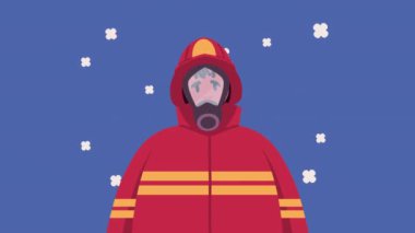 firefighter emergency service worker animation ,4k video animated