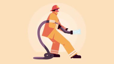 firefighter emergency service worker animation ,4k video animated