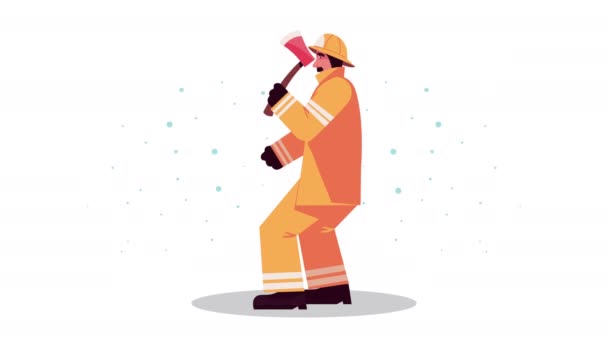 Firefighter Emergency Worker Video Animated — Stockvideo
