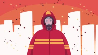 firefighter emergency service worker animation ,4k video animated