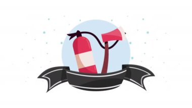 city emergency service with extinguisher animation ,4k video animated