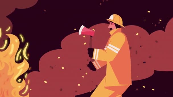 Firefighter Emergency Worker Video Animated — Wideo stockowe