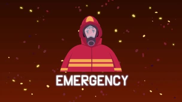 Firefighter Emergency Service Worker Animation Video Animated — Video Stock