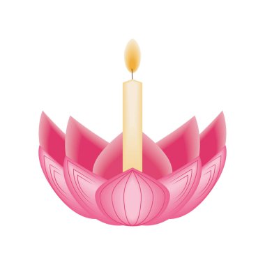 lotus with candle isolated icon