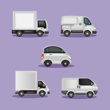 car vehicles mockup icon set