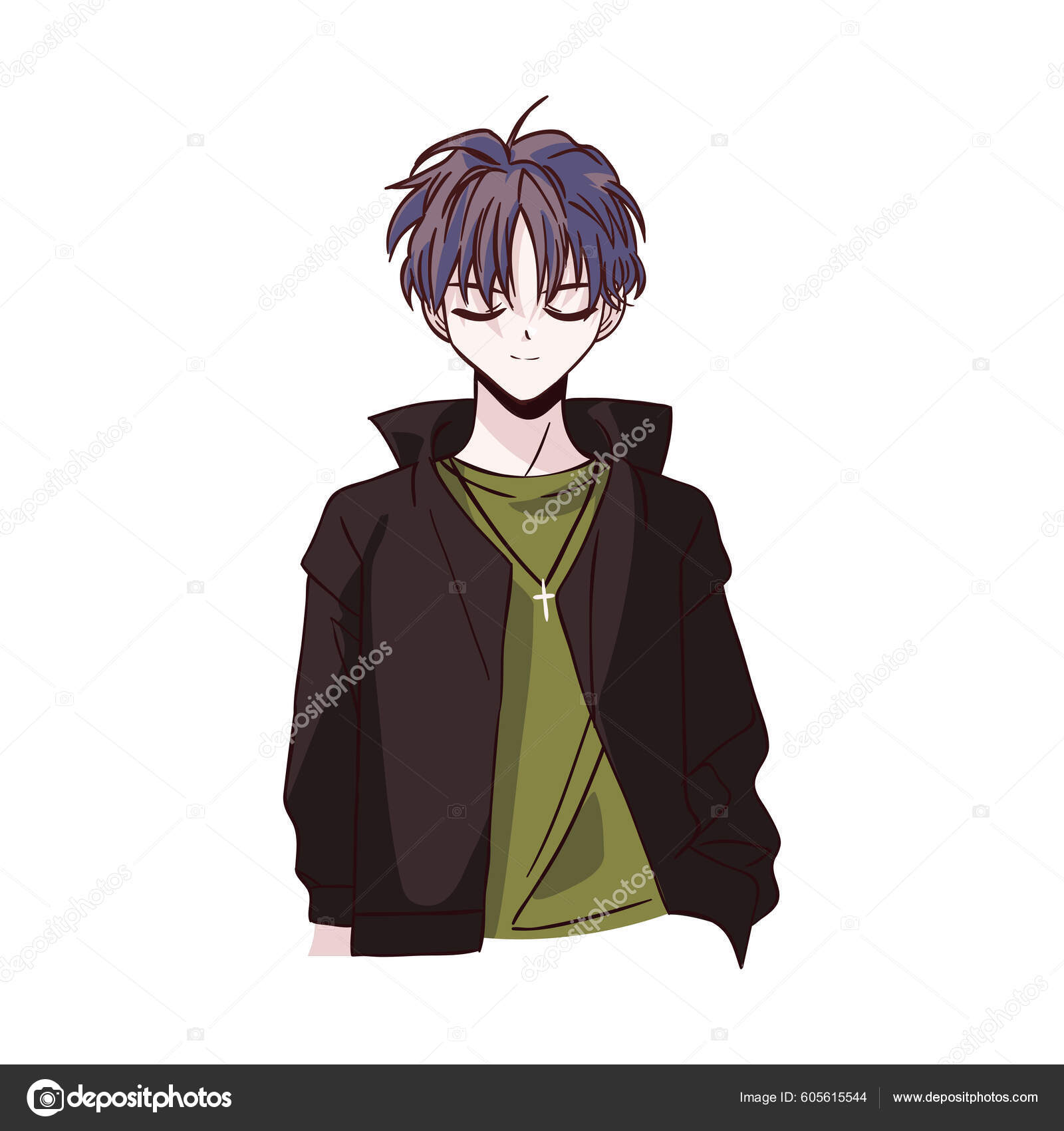 Anime Young Male Isolated Icon Stock Vector by ©djv 605615544