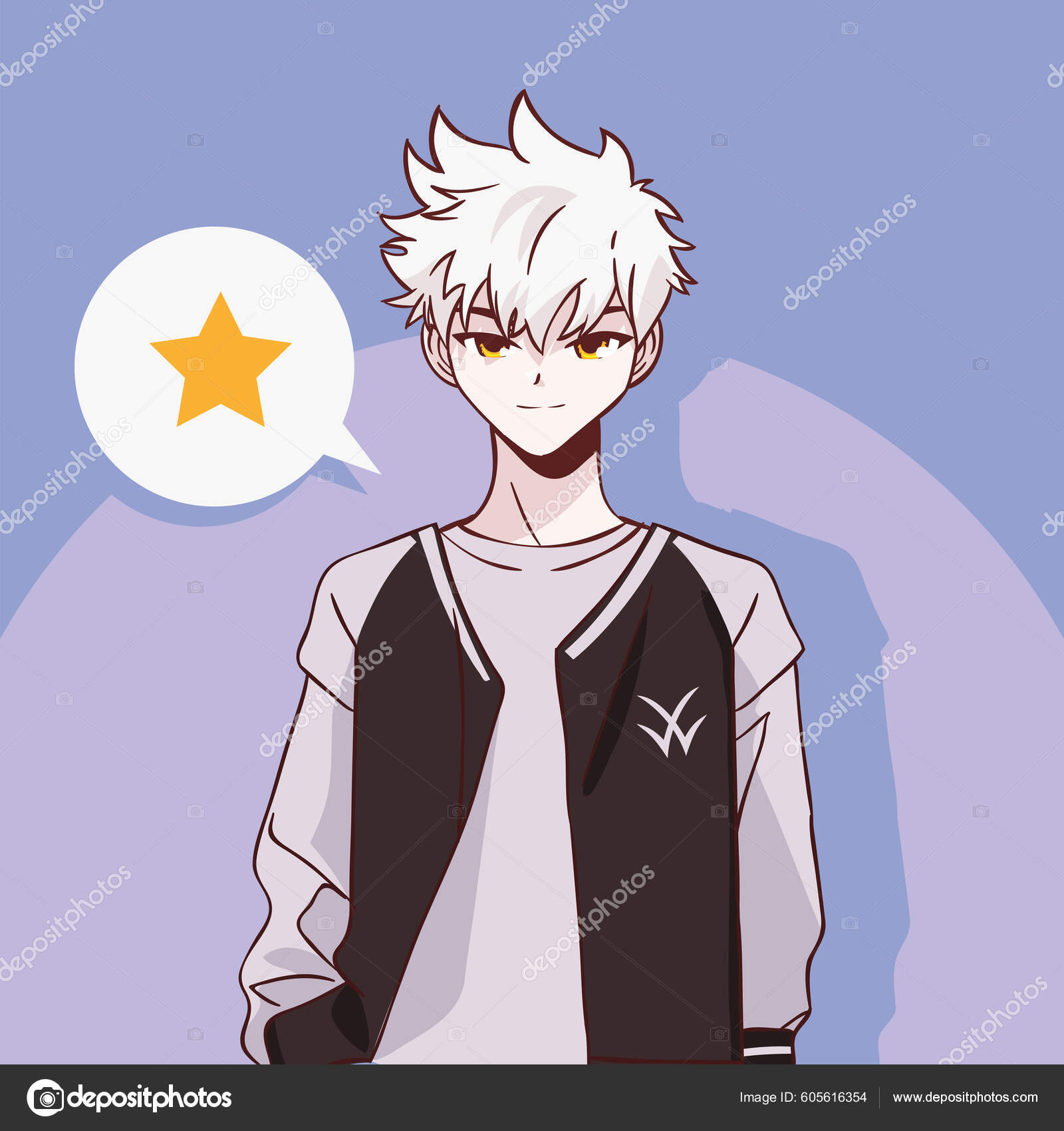 Anime Young Male Isolated Icon imagem vetorial de djv© 605615544