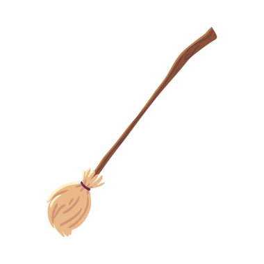 Cadılar Bayramı cadı süpürgesi izole edilmiş simgesi