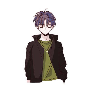 anime young male isolated icon clipart