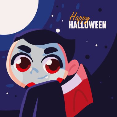 halloween boy costume dracula in the night