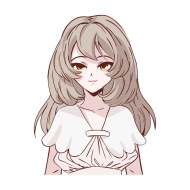 anime cute woman isolated icon