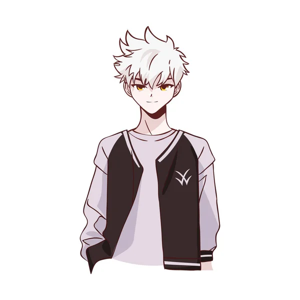 Anime Young Man Isolated Icon — Stockvektor