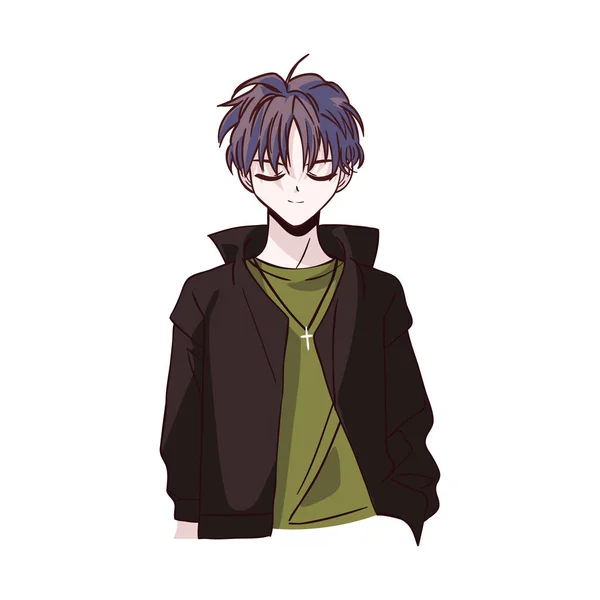 Anime Young Male Isolated Icon — 图库矢量图片