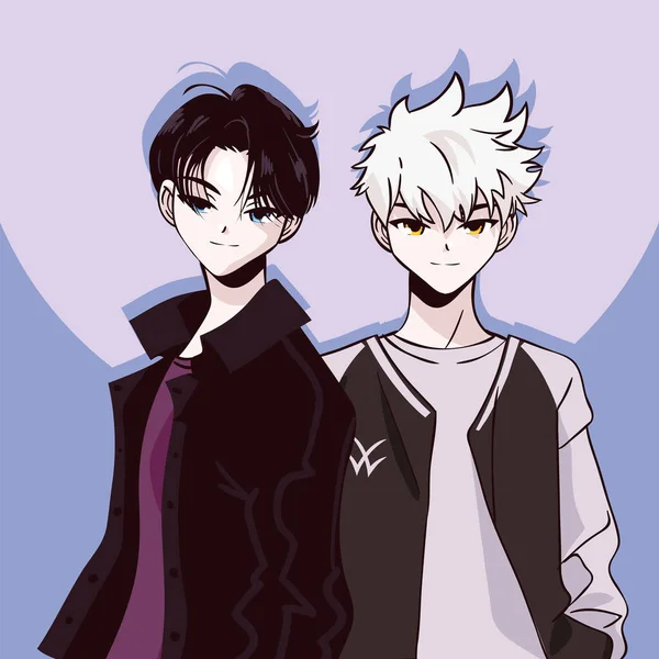 Two Anime Men Design Vector — Vector de stock