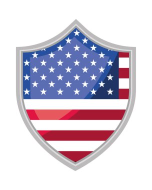 american flag in shield icon flat isolated