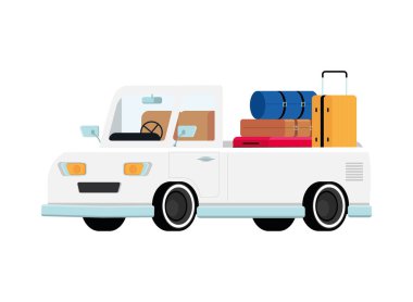 car with luggage, road trip icon