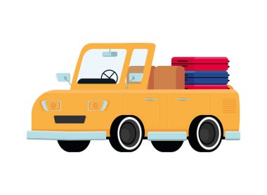 road trip vehicle and bags icon