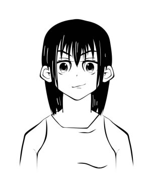 anime girl white and black isolated icon