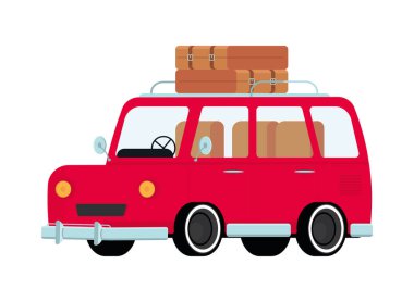road trip, car with suitcases icon