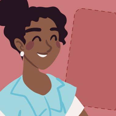 happy woman portrait, vector design