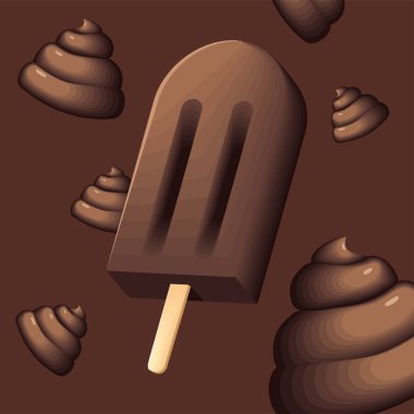 sweet ice cream in stick and cream, mockup