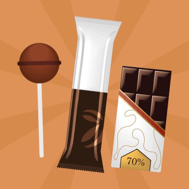 icons set chocolate candies, mockup