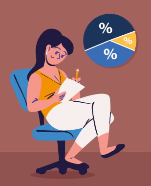 female employee work in accounting auditing, related