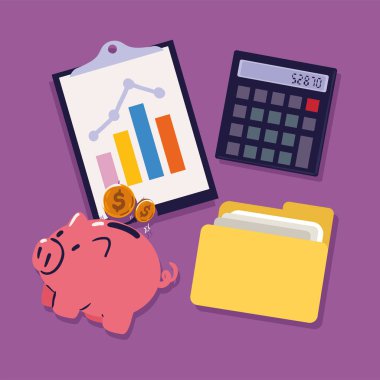 set of accounting and auditing, vector style