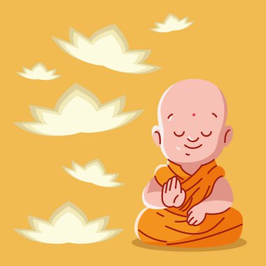 buddhist monk in lotus position, design