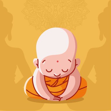 praying buddhist monk, vector design