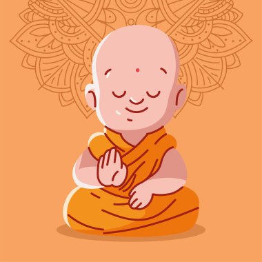 buddhist cute monk, vector design