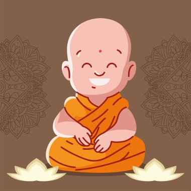 buddhist monk lotus pose, design