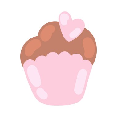 birthday cupcake doodle icon isolated