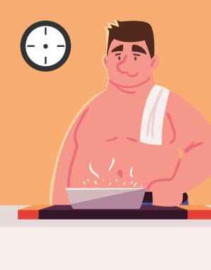 man cooking with saucepan, design