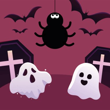 halloween scary ghosts and spider