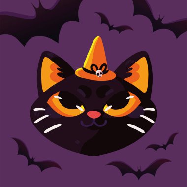halloween cute cat with hat