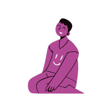 happy boy character abstract, isolated icon