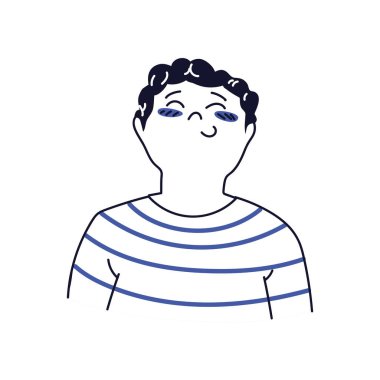 cute boy, line art drawing style