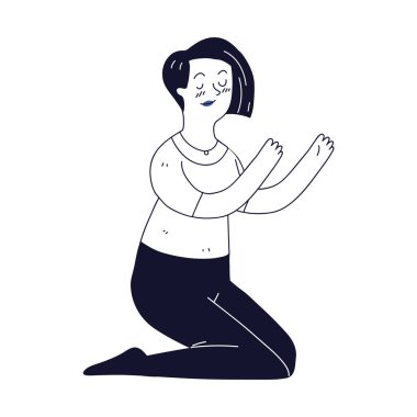 woman female avatar, line art drawing style