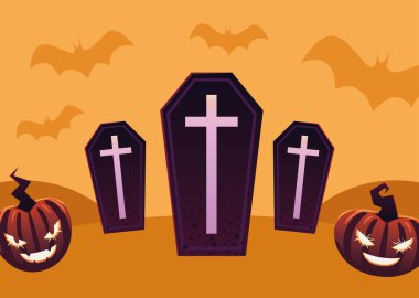 halloween pumpknis and coffin background