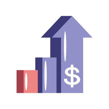 money income growth chart icon design