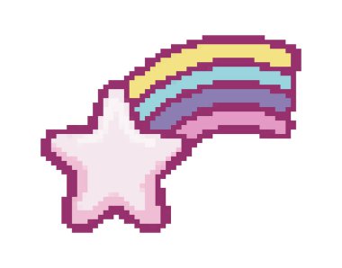star rainbow pixel art isolated icon